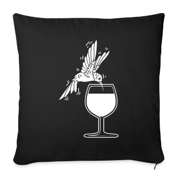 Kolibri Hummingbird Wine Glass - Sofa pillowcase 17,3'' x 17,3'' (45 x 45 cm) - black - Front