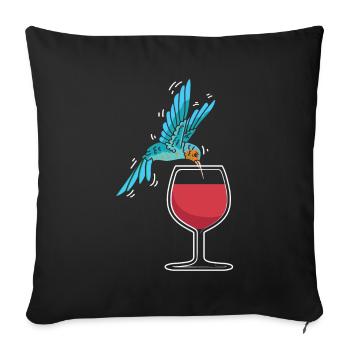 Kolibri Hummingbird Wine Glass - Sofa pillowcase 17,3'' x 17,3'' (45 x 45 cm) - black - Front