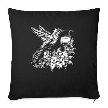 Kolibri Hummingbird Wine Glass - Sofa pillowcase 17,3'' x 17,3'' (45 x 45 cm) - black - Front