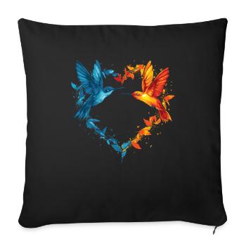 Hummingbird Heart Heart Love Bird - Sofa pillowcase 17,3'' x 17,3'' (45 x 45 cm) - black - Front