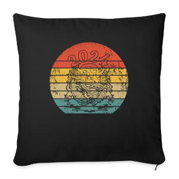 Année du Dragon 2024 - Housse de coussin décorative 45 x 45 cm - noir - Devant