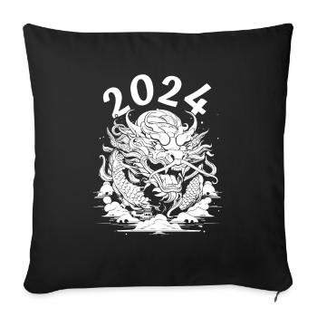 Année du Dragon 2024 - Housse de coussin décorative 45 x 45 cm - noir - Devant