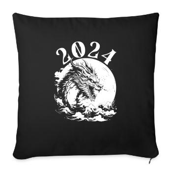 Year of the Dragon 2024 - Sofa pillowcase 17,3'' x 17,3'' (45 x 45 cm) - black - Front