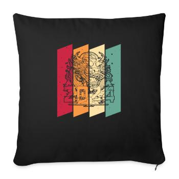 Année du Dragon 2024 - Housse de coussin décorative 45 x 45 cm - noir - Devant