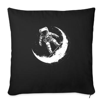 Skateboard, Skater, Crescent Moon, Astronaut - Sofa pillowcase 17,3'' x 17,3'' (45 x 45 cm) - black - Front