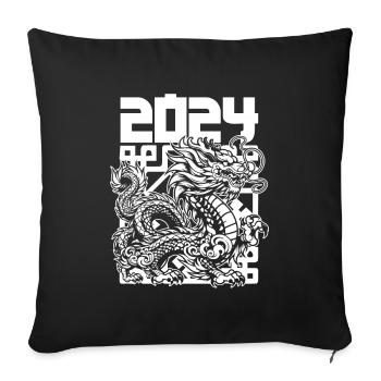 Year of the Dragon 2024 - Sofa pillowcase 17,3'' x 17,3'' (45 x 45 cm) - black - Front