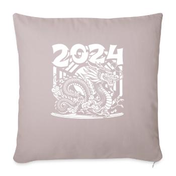 Année du Dragon 2024 - Housse de coussin décorative 45 x 45 cm - taupe clair - Devant