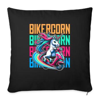 Motorroller Einhorn Scootercorn - Sofakissenbezug 45 x 45 cm - Schwarz - Vorne