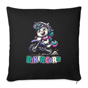 Mx Motocross Dirt Bike Unicorn Bikercorn - Sofa pillowcase 17,3'' x 17,3'' (45 x 45 cm) - black - Front