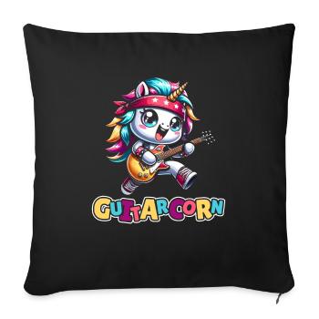 E Gitarre Elektrogitarre Einhorn Guitarcorn - Sofakissenbezug 45 x 45 cm - Schwarz - Vorne