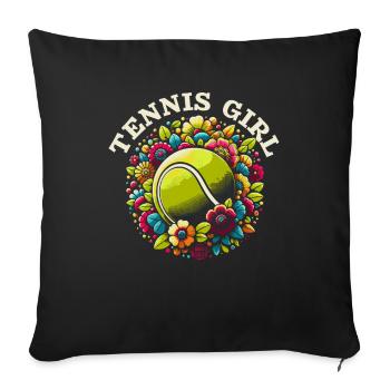 Tennis Joueur De Tennis Fille De Tennis - Housse de coussin décorative 45 x 45 cm - noir - Devant