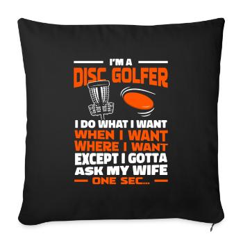 Frisbee Golf Disc Golf - Sofa pillowcase 17,3'' x 17,3'' (45 x 45 cm) - black - Front