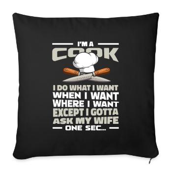 Cook Cooking - Sofa pillowcase 17,3'' x 17,3'' (45 x 45 cm) - black - Front