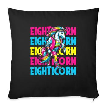 80s Eighties Unicorn Eighticorn - Sofa pillowcase 17,3'' x 17,3'' (45 x 45 cm) - black - Front