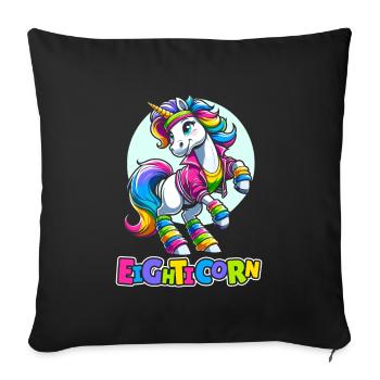 80s Eighties Unicorn Eighticorn - Sofa pillowcase 17,3'' x 17,3'' (45 x 45 cm) - black - Front
