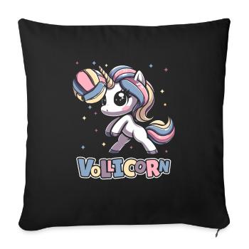 Volley-ball Volley-ball Licorne Vollicorn - Housse de coussin décorative 45 x 45 cm - noir - Devant