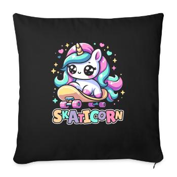 Skateboard Skater Unicorn Skaticorn - Sofa pillowcase 17,3'' x 17,3'' (45 x 45 cm) - black - Front