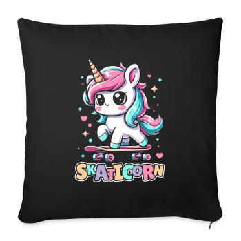 Skateboard Skater Unicorn Skaticorn - Sofa pillowcase 17,3'' x 17,3'' (45 x 45 cm) - black - Front