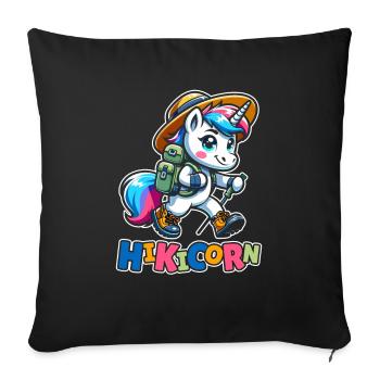 Wandern Wanderer Einhorn Hikicorn - Sofakissenbezug 45 x 45 cm - Schwarz - Vorne