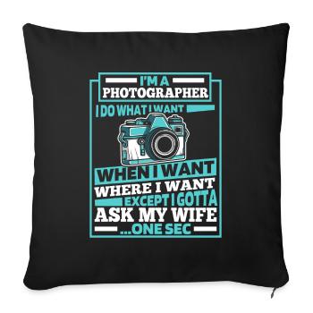 Photographer Photography Camera - Sofa pillowcase 17,3'' x 17,3'' (45 x 45 cm) - black - Front