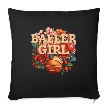 Basketball Girl Baller Girl - Sofa pillowcase 17,3'' x 17,3'' (45 x 45 cm) - black - Front