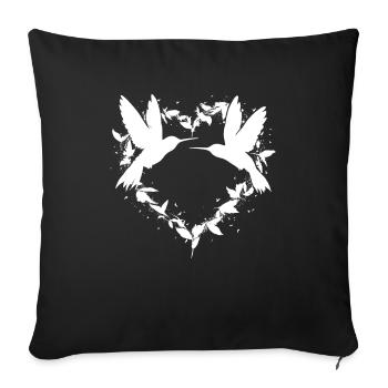 Hummingbird Heart Love Bird - Sofa pillowcase 17,3'' x 17,3'' (45 x 45 cm) - black - Front