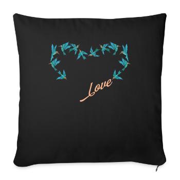 Hummingbird Heart Heart Love Bird - Sofa pillowcase 17,3'' x 17,3'' (45 x 45 cm) - black - Front