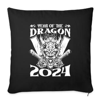 Year of the Dragon 2024 - Sofa pillowcase 17,3'' x 17,3'' (45 x 45 cm) - black - Front