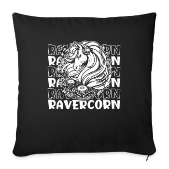 Techno Raver Licorne Ravercorn - Housse de coussin décorative 45 x 45 cm - noir - Devant