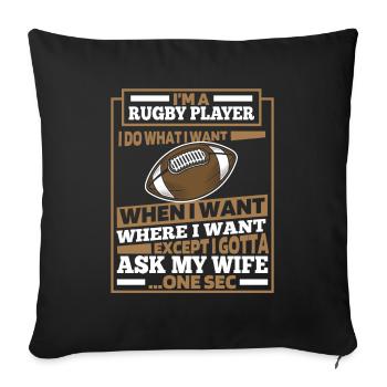 Rugby - Housse de coussin décorative 45 x 45 cm - noir - Devant