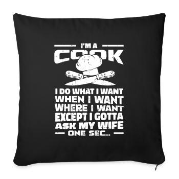 Cook Cooking - Sofa pillowcase 17,3'' x 17,3'' (45 x 45 cm) - black - Front