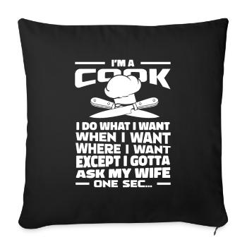 Cook Cooking - Sofa pillowcase 17,3'' x 17,3'' (45 x 45 cm) - black - Front