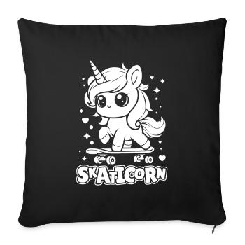 Skateboard Skater Unicorn Skaticorn - Sofa pillowcase 17,3'' x 17,3'' (45 x 45 cm) - black - Front
