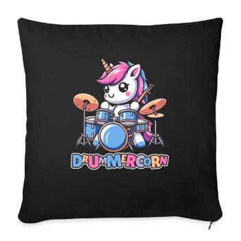 Batterie Batteur Batteur Licorne - Housse de coussin décorative 45 x 45 cm - noir - Devant