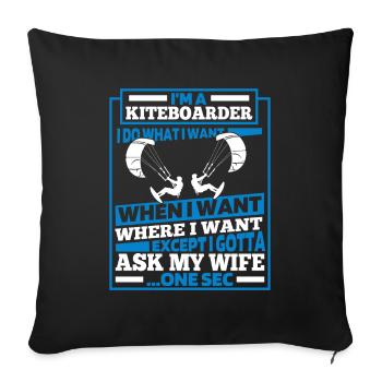 Kitesurfer Kitesurfen Kiten Kitesurf - Housse de coussin décorative 45 x 45 cm - noir - Devant