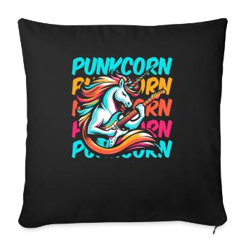 Guitare électrique, Guitare électrique, Licorne, Punkcorn - Housse de coussin décorative 45 x 45 cm - noir - Devant