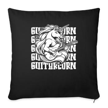 E Gitarre Elektrogitarre Einhorn Guitarcorn - Sofakissenbezug 45 x 45 cm - Schwarz - Vorne
