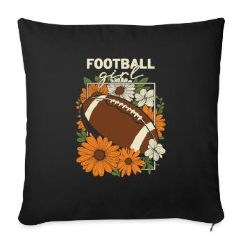 American Football Football Girl - Sofa pillowcase 17,3'' x 17,3'' (45 x 45 cm) - black - Front