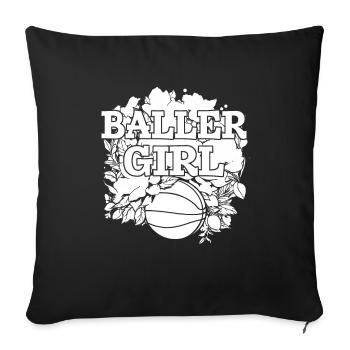 Basket-ball Fille Baller Fille - Housse de coussin décorative 45 x 45 cm - noir - Devant