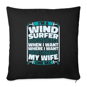 Windsurfing Windsurfer - Sofa pillowcase 17,3'' x 17,3'' (45 x 45 cm) - black - Front