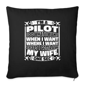 Airplane Pilot - Sofa pillowcase 17,3'' x 17,3'' (45 x 45 cm) - black - Front