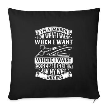 Barber Barbershop - Sofa pillowcase 17,3'' x 17,3'' (45 x 45 cm) - black - Front
