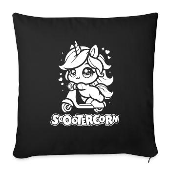 Motorroller Einhorn Scootercorn - Sofakissenbezug 45 x 45 cm - Schwarz - Vorne