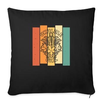 Ukulélé Ukulélé Fille - Housse de coussin décorative 45 x 45 cm - noir - Devant