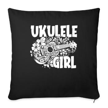 Ukulélé Ukulélé Fille - Housse de coussin décorative 45 x 45 cm - noir - Devant