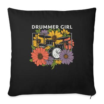 Batterie Batteur Batteur Batteur Fille - Housse de coussin décorative 45 x 45 cm - noir - Devant