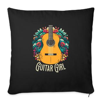 Acoustic Guitar Guitar Girl - Sofa pillowcase 17,3'' x 17,3'' (45 x 45 cm) - black - Front