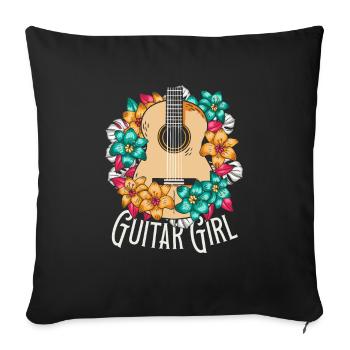 Acoustic Guitar Guitar Girl - Sofa pillowcase 17,3'' x 17,3'' (45 x 45 cm) - black - Front