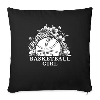 Basket-ball Fille Baller Fille - Housse de coussin décorative 45 x 45 cm - noir - Devant