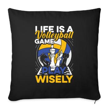 Volleyball Volleyballer Schach - Sofakissenbezug 45 x 45 cm - Schwarz - Vorne